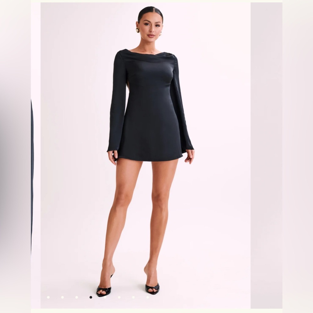 Meshki Ariana black satin dress - Large NWT